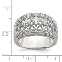Sterling Silver Rhodium-plated Polished CZ Vintage Ring view 4