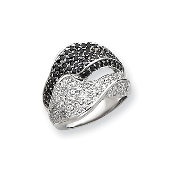 Sterling Silver Black & White CZ Ring