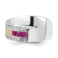 Sterling Silver Multi-color CZ Ring view 4