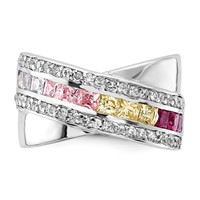 Sterling Silver Multi-color CZ Ring view 5