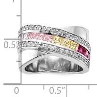Sterling Silver Multi-color CZ Ring view 3