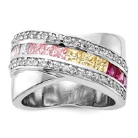 Sterling Silver Multi-color CZ Ring view 1