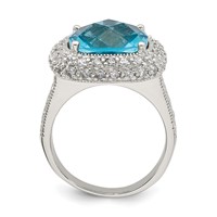 Sterling Silver Rhodium-plated Blue CZ Ring view 2