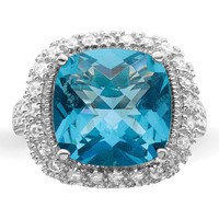 Sterling Silver Rhodium-plated Blue CZ Ring view 5