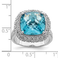 Sterling Silver Rhodium-plated Blue CZ Ring view 4