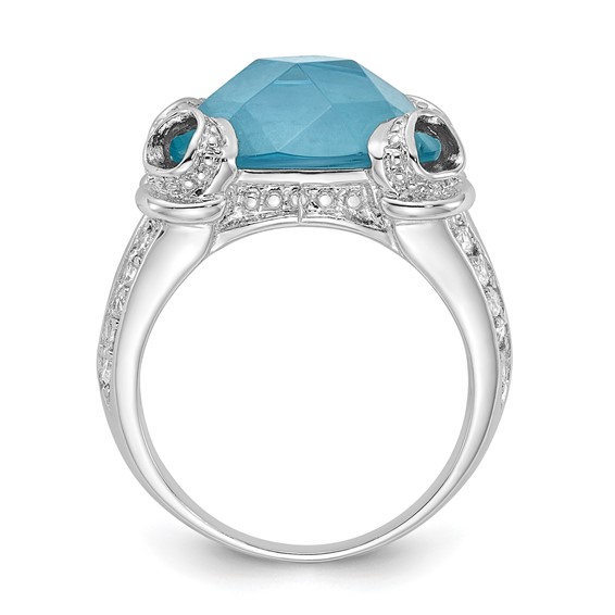 Sterling Silver Blue & Clear CZ Ring