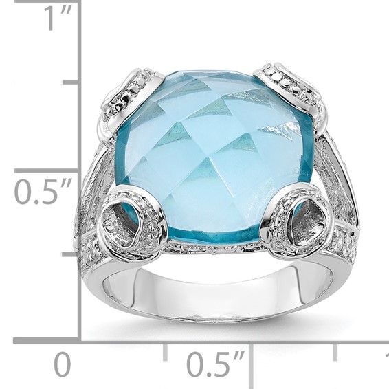 Sterling Silver Blue & Clear CZ Ring