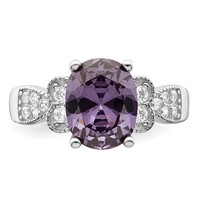 Sterling Silver Purple and Clear CZ Ring view 5