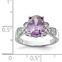 Sterling Silver Purple and Clear CZ Ring view 3