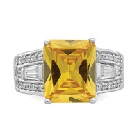 Sterling Silver Yellow & Clear CZ Ring view 5