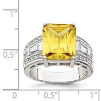 Sterling Silver Yellow & Clear CZ Ring view 3