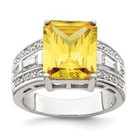 Sterling Silver Yellow & Clear CZ Ring view 1