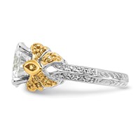 Sterling Silver & Gold-tone Vermeil Yellow & Clear CZ Ring view 4