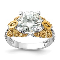 Sterling Silver & Gold-tone Vermeil Yellow & Clear CZ Ring view 1