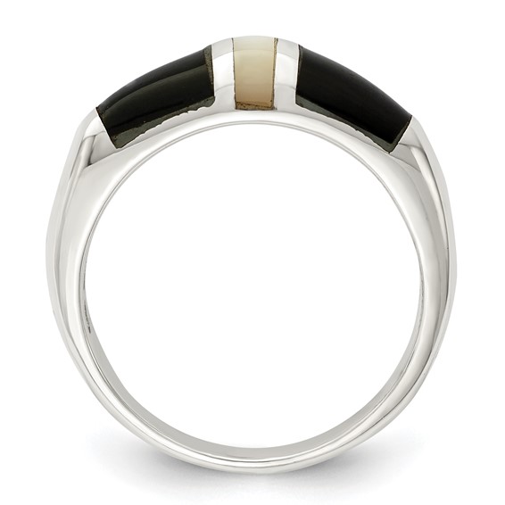 Sterling Silver Onyx & Mother of Pearl Ring