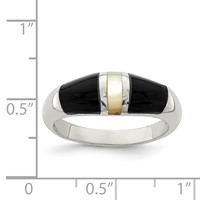 Sterling Silver Onyx & Mother of Pearl Ring view 3