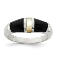 Sterling Silver Onyx & Mother of Pearl Ring view 1