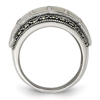 Sterling Silver Marcasite & Mother of Pearl Ring view 2