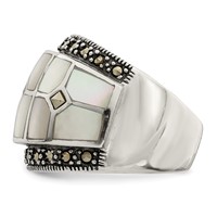 Sterling Silver Marcasite & Mother of Pearl Ring view 3