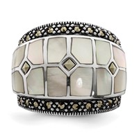 Sterling Silver Marcasite & Mother of Pearl Ring view 5