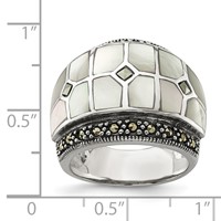 Sterling Silver Marcasite & Mother of Pearl Ring view 4
