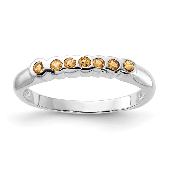 Sterling Silver Polished Yellow CZ Ring