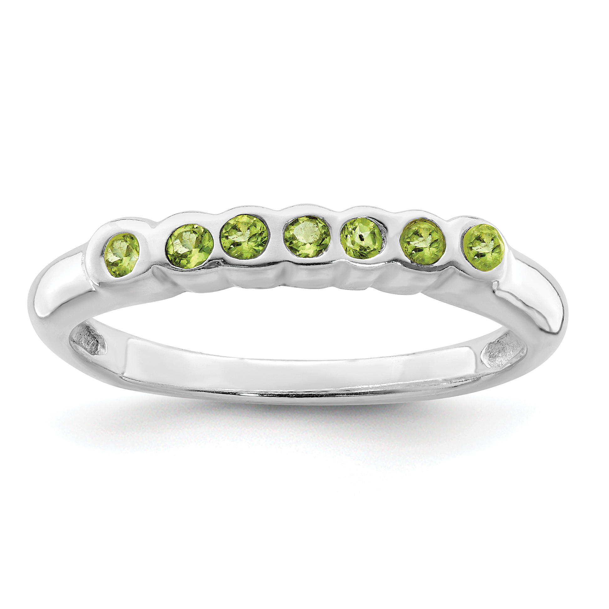 Sterling Silver Rhodium Peridot Ring (QR1512-6)