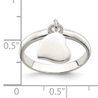 Sterling Silver Dangle Heart Ring view 3