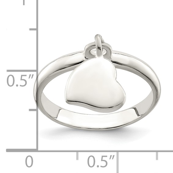 Sterling Silver Dangle Heart Ring