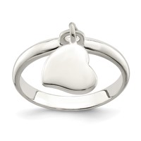 Sterling Silver Dangle Heart Ring view 1