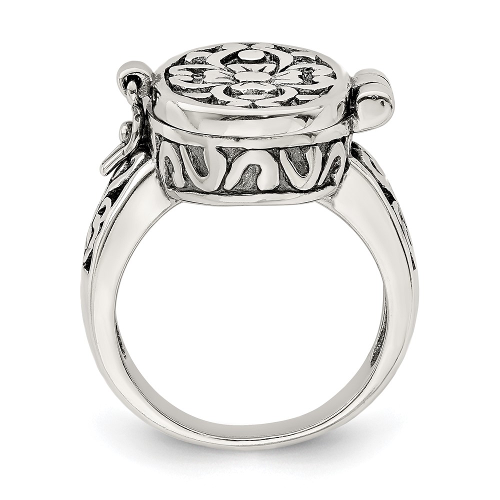 Sterling Silver Antiqued Oval Locket Ring (QR1763-7)