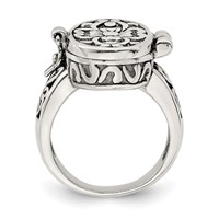 Sterling Silver Antiqued Oval Locket Ring view 2
