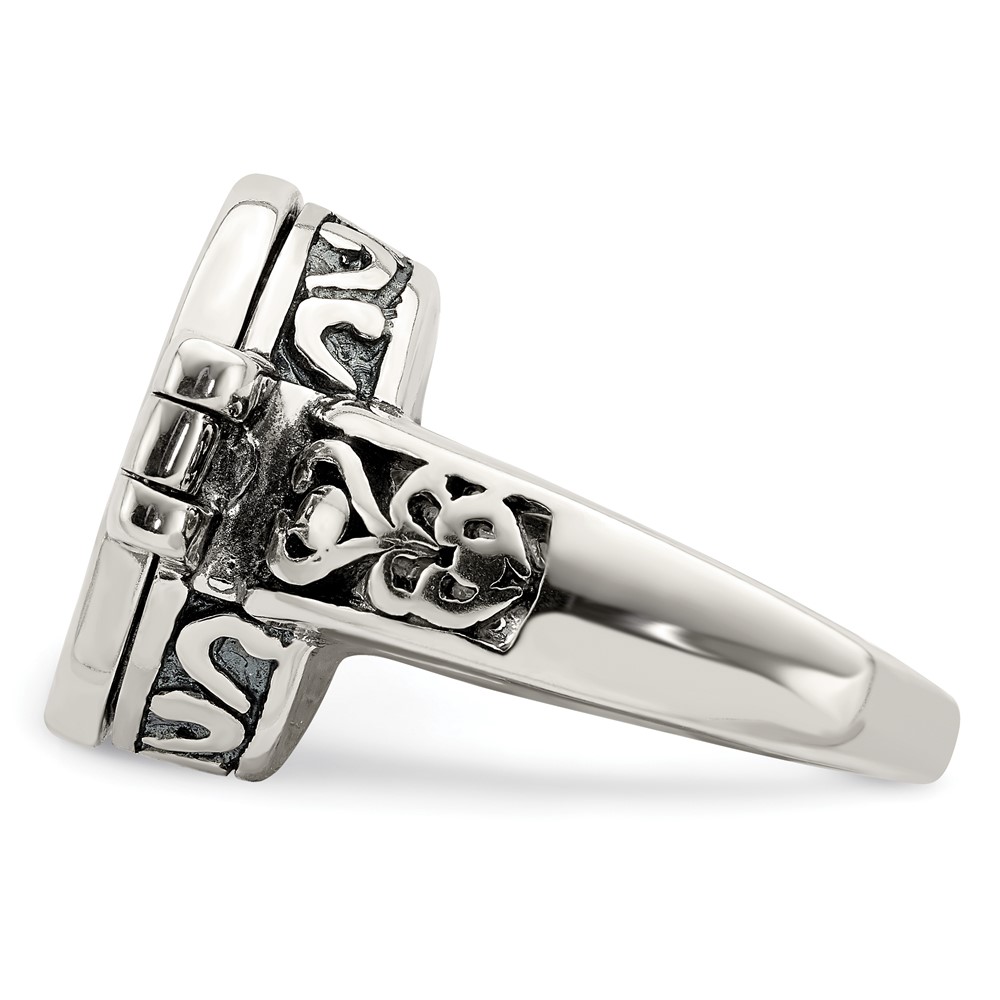 Sterling Silver Antiqued Oval Locket Ring (QR1763-7)