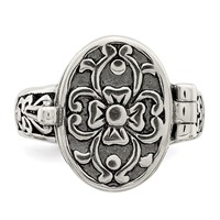 Sterling Silver Antiqued Oval Locket Ring view 4