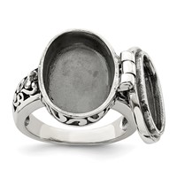 Sterling Silver Antiqued Oval Locket Ring view 5