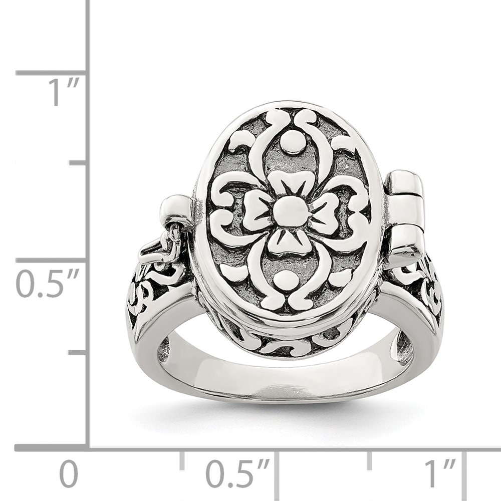 Sterling Silver Antiqued Oval Locket Ring (QR1763-7)