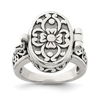 Sterling Silver Antiqued Oval Locket Ring view 1