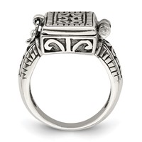 Sterling Silver Antiqued Rectangular Locket Ring view 2
