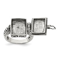 Sterling Silver Antiqued Rectangular Locket Ring view 5