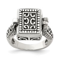 Sterling Silver Antiqued Rectangular Locket Ring view 1