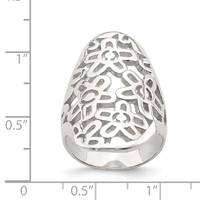 Sterling Silver Flower Cut Out Full Finger Ring view 3