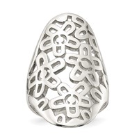 Sterling Silver Flower Cut Out Full Finger Ring view 1