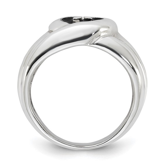 Sterling Silver Fancy Curved Heart Enameled Ring