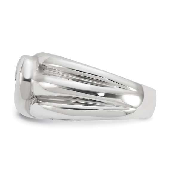 Sterling Silver Fancy Curved Heart Enameled Ring