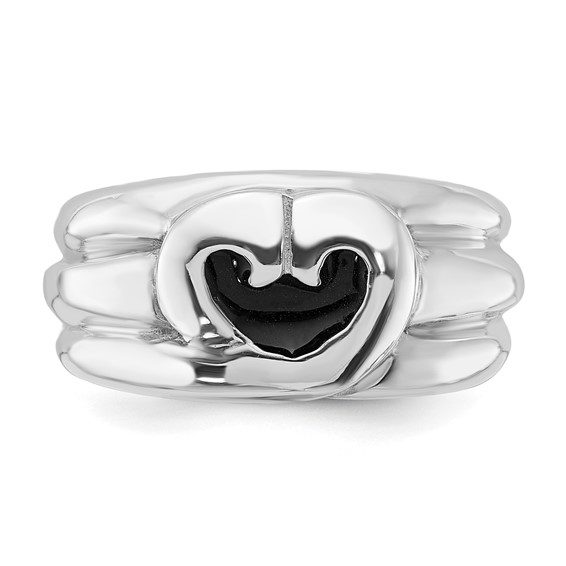 Sterling Silver Fancy Curved Heart Enameled Ring