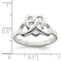 Sterling Silver Fancy Celtic Heart Pattern Woven Ring view 3