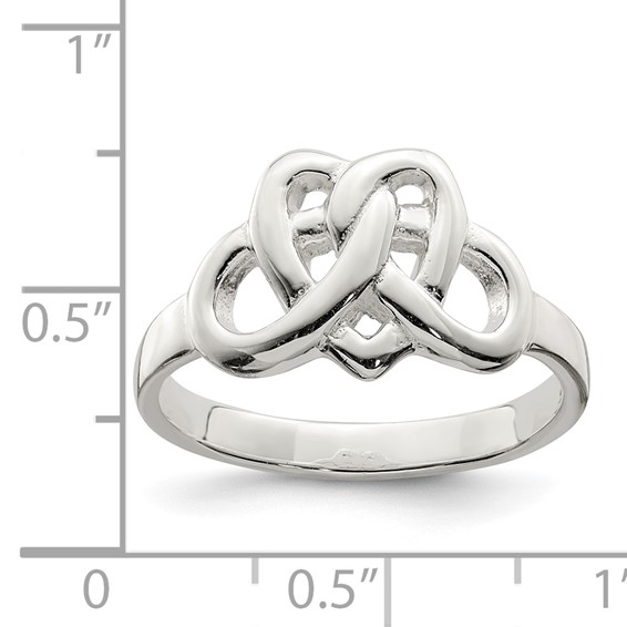 Sterling Silver Fancy Celtic Heart Pattern Woven Ring