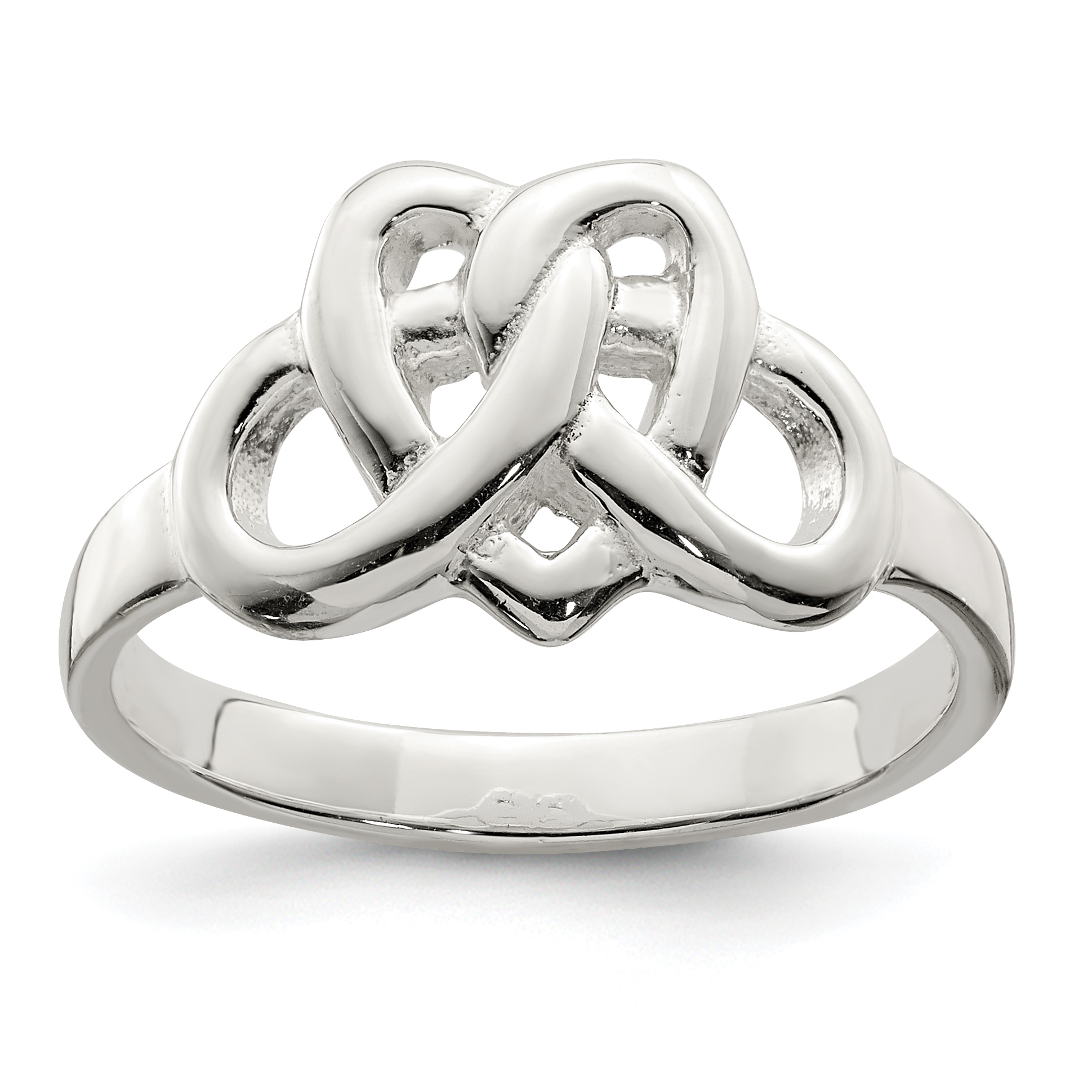 Sterling Silver Fancy Celtic Heart Pattern Woven Ring (QR1798-6)