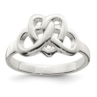 Sterling Silver Fancy Celtic Heart Pattern Woven Ring view 1
