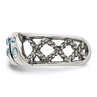 Sterling Silver Antiqued Blue Stellux Crystal Toe Ring view 3